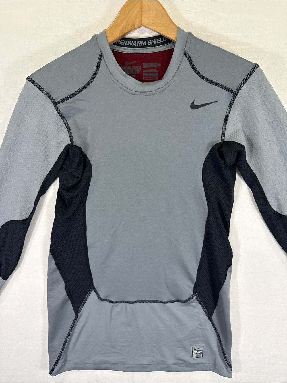 Nike Men’s Gray and Black Dri-FIT Combat Long Sleeve Top
